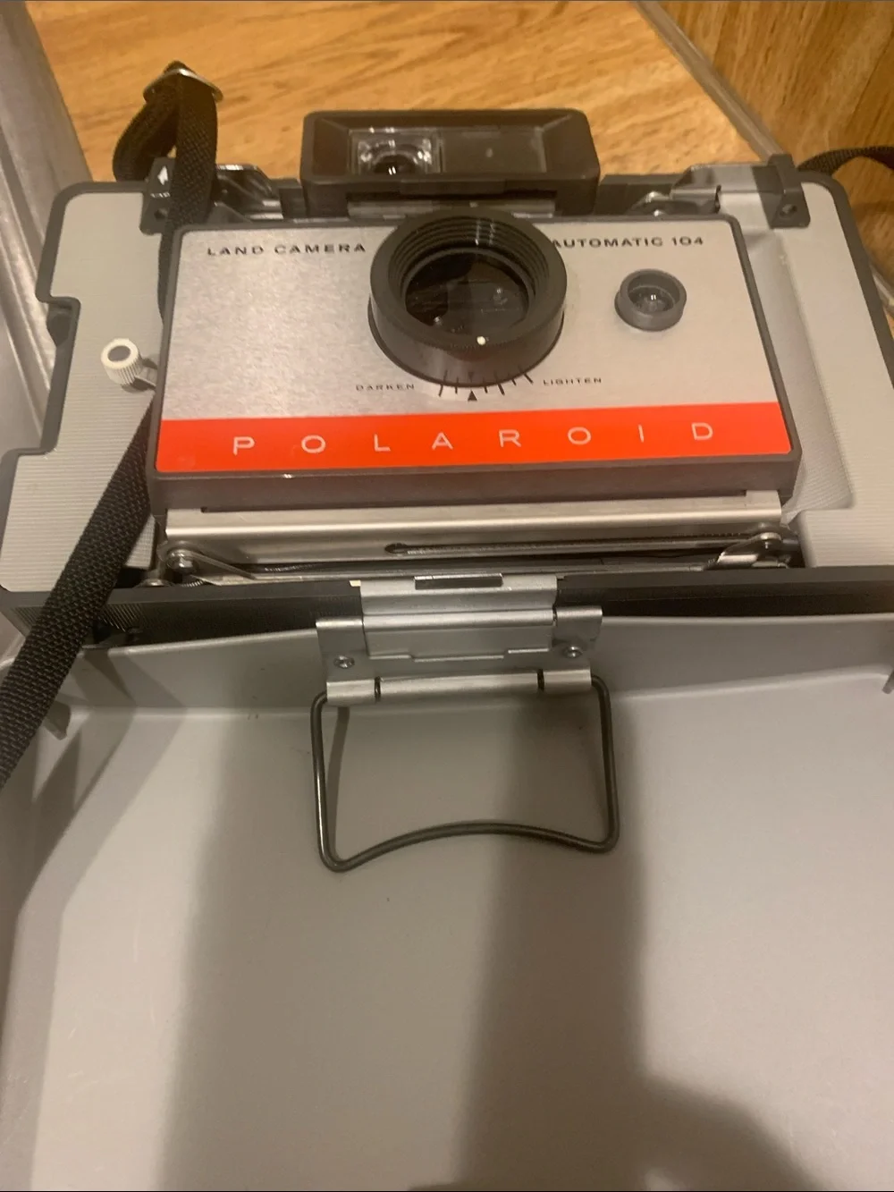 Polaroid Land Camera Automatic 104 in Gray and Red